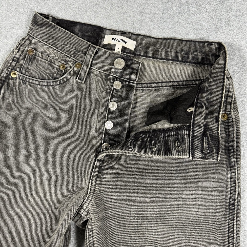 RE/DONE 90s High Rise Loose Jeans Women's 24 Ash Grey Straight Leg Denim